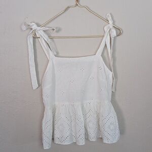 Madewell Rosalie Tie Strap Top In Geo Eyelet Size Small NWT